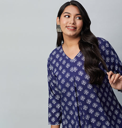 PLUS SIZE PRINTED RAYON KURTA | XL - 6XL