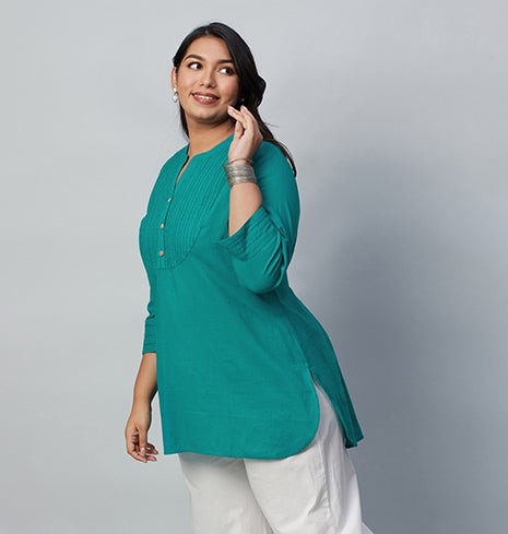 PLUS SIZE SOLID SLUB KURTI | XL - 6XL