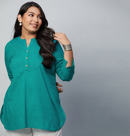 PLUS SIZE SOLID SLUB KURTI | XL - 6XL