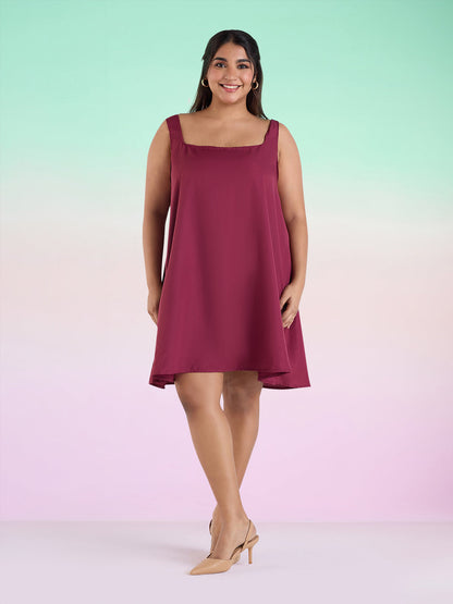 PLUS SIZE WINE TIERED GEORGETTE DRESS | XL - 6XL