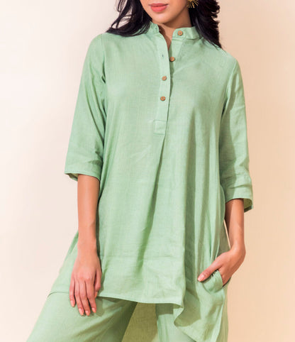 Long Pure Linen Co-ord Set | Green