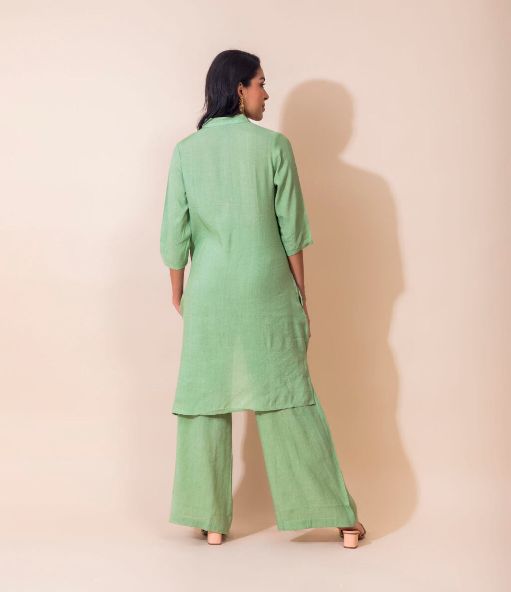 Long Pure Linen Co-ord Set | Green