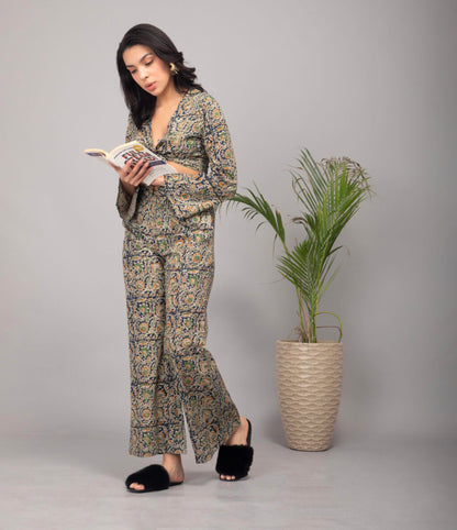 Boho Bloom Printed Co-ord Set | Blue