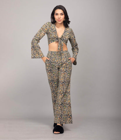 Boho Bloom Printed Co-ord Set | Blue