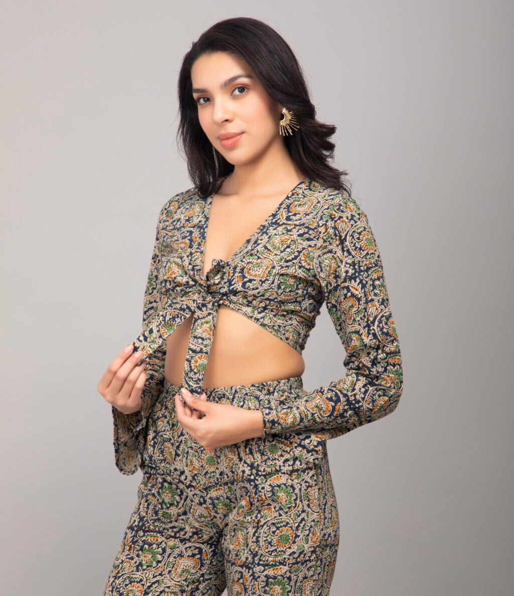 Boho Bloom Printed Co-ord Set | Blue