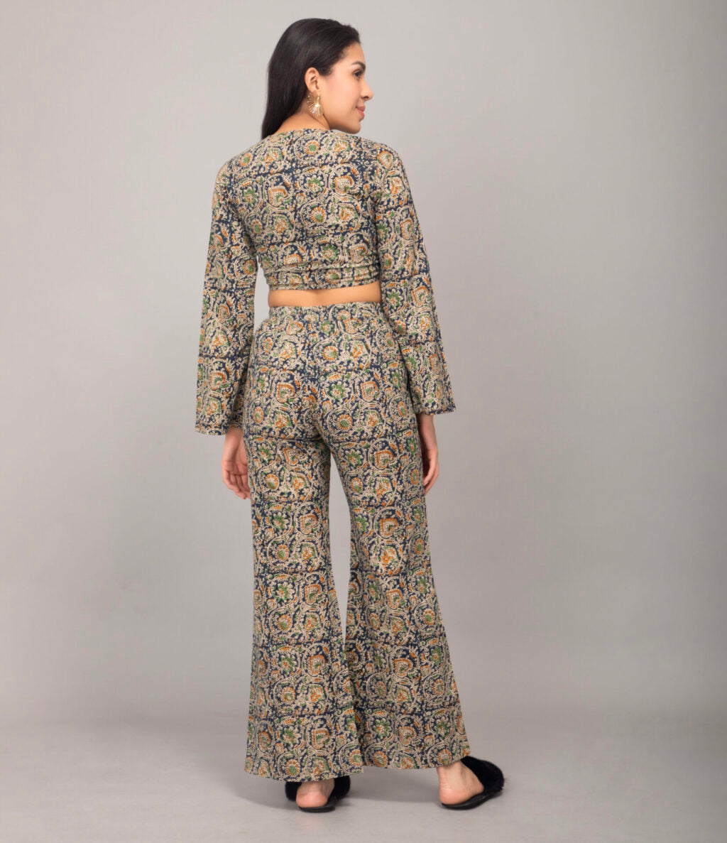 Boho Bloom Printed Co-ord Set | Blue