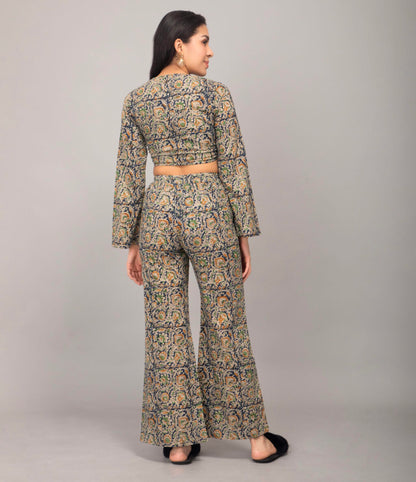 Boho Bloom Printed Co-ord Set | Blue