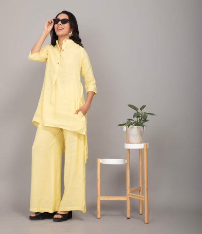 Long Pure Linen Co-ord Set | Yellow