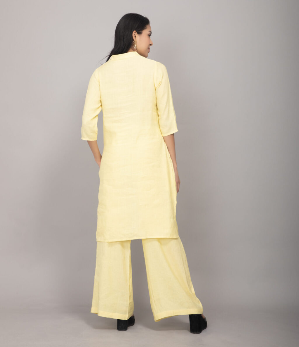 Long Pure Linen Co-ord Set | Yellow