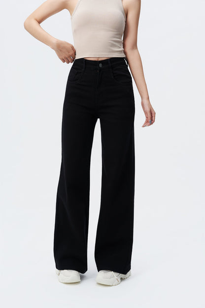Black Wide Leg High Rise Jeans