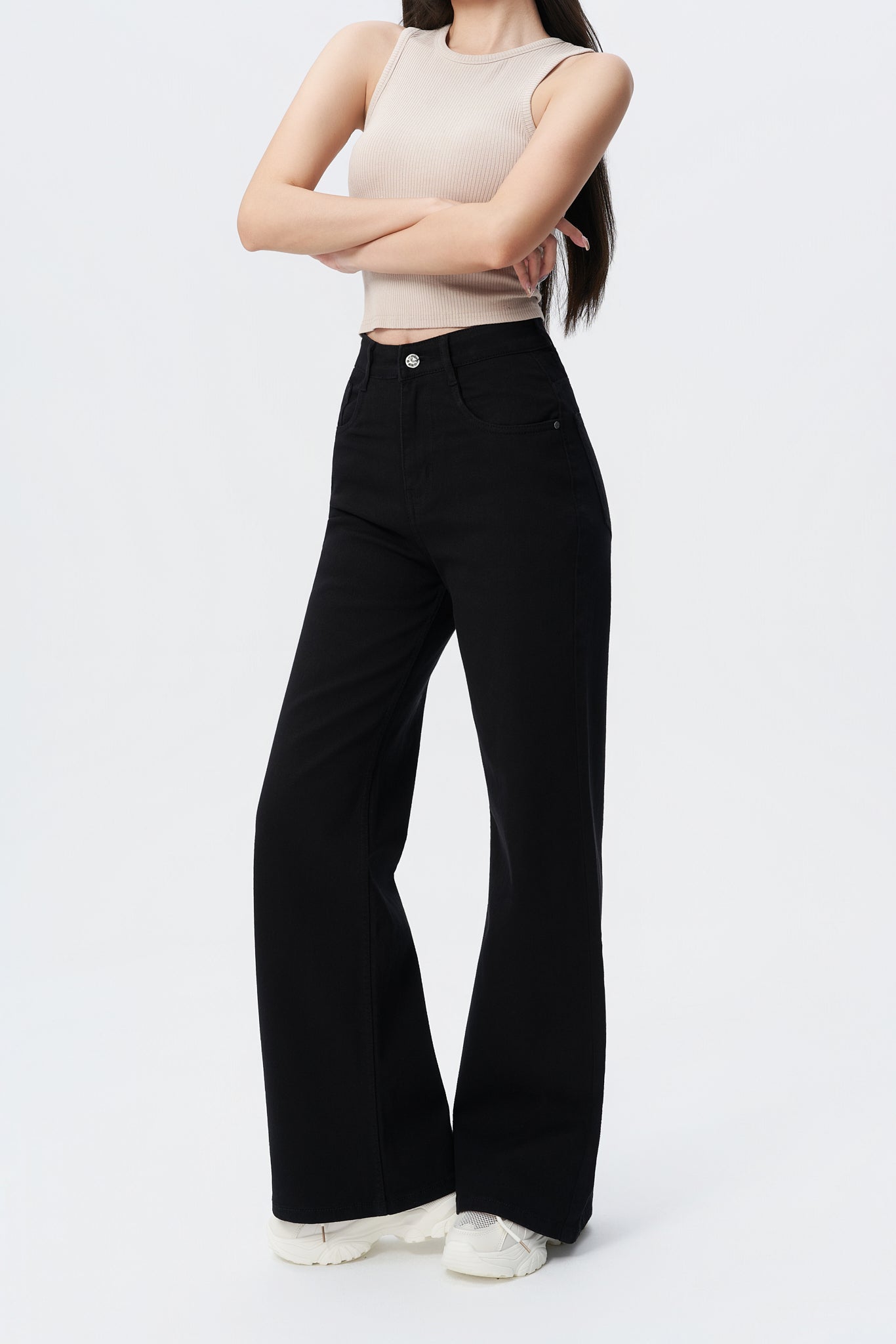 Black Wide Leg High Rise Jeans