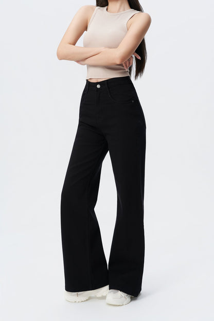 Black Wide Leg High Rise Jeans