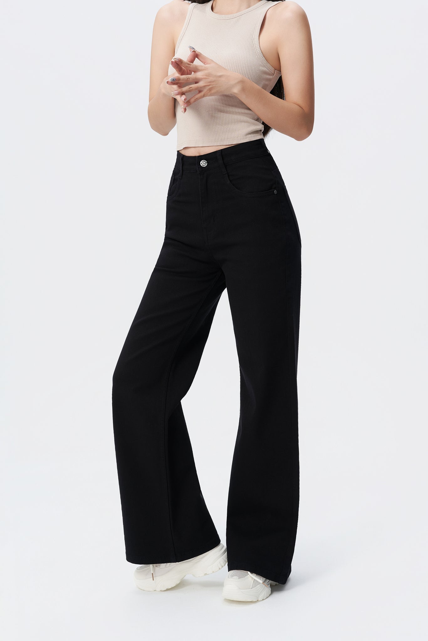 Black Wide Leg High Rise Jeans