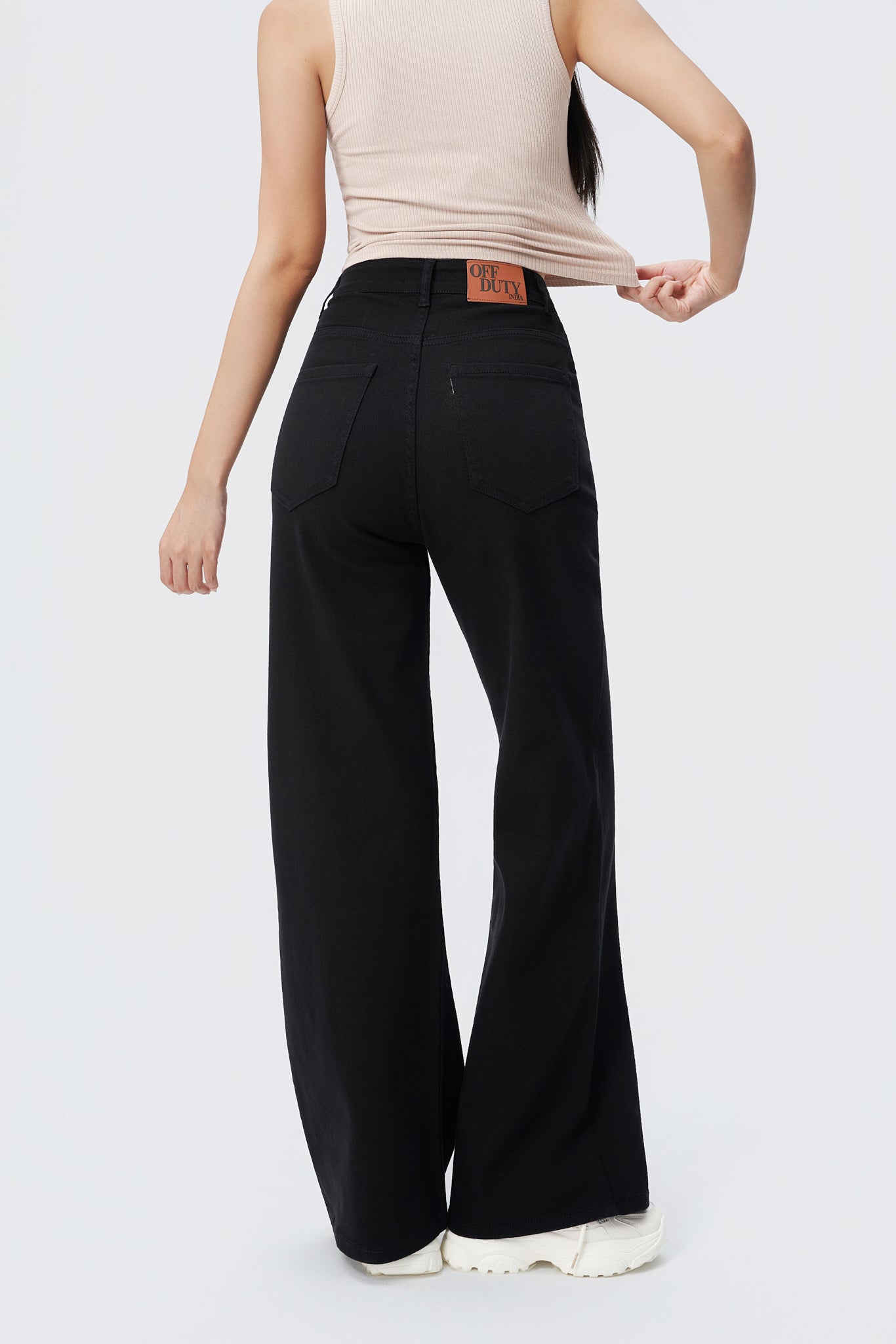 Black Wide Leg High Rise Jeans