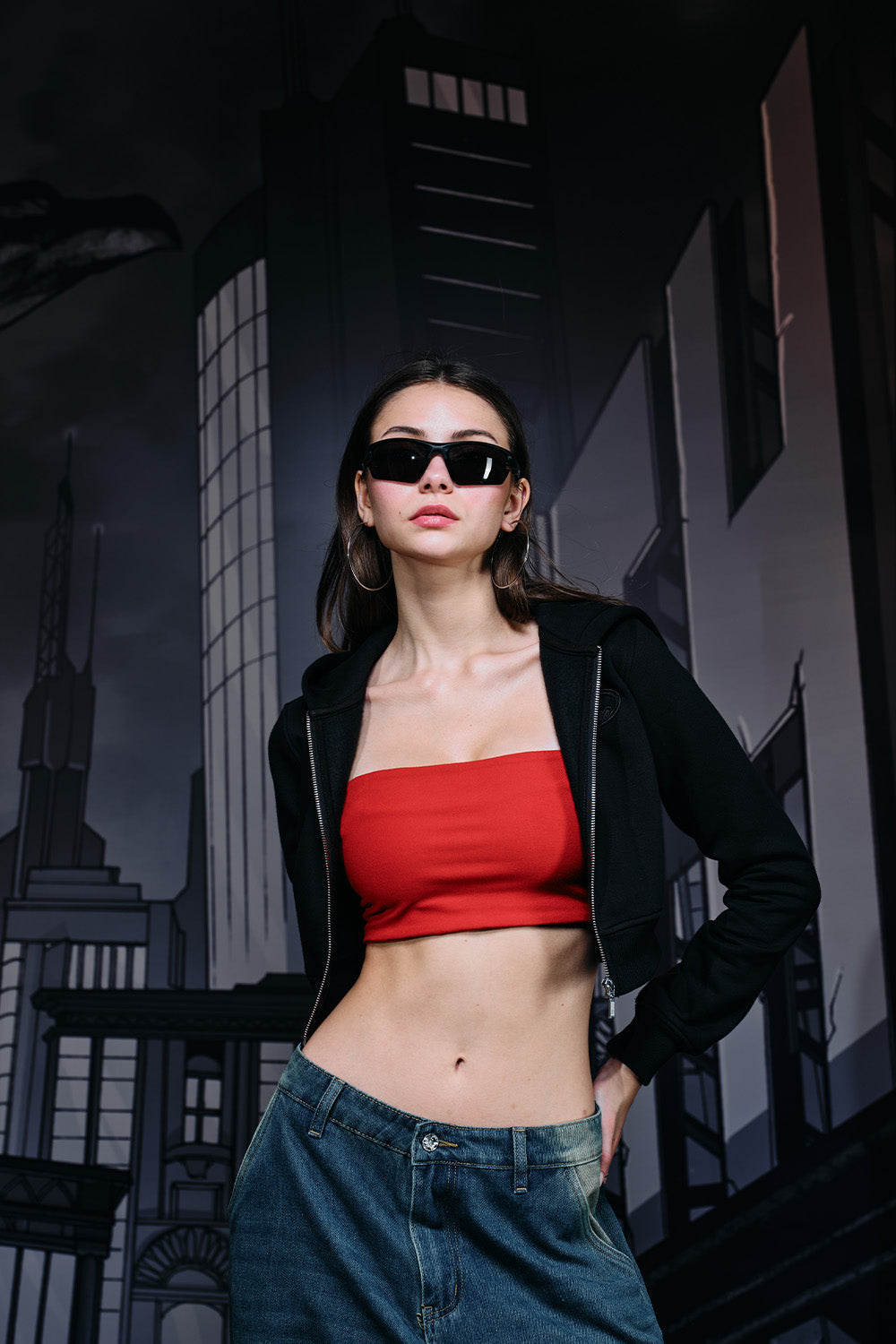 Batman Cropped Hooded Zipper