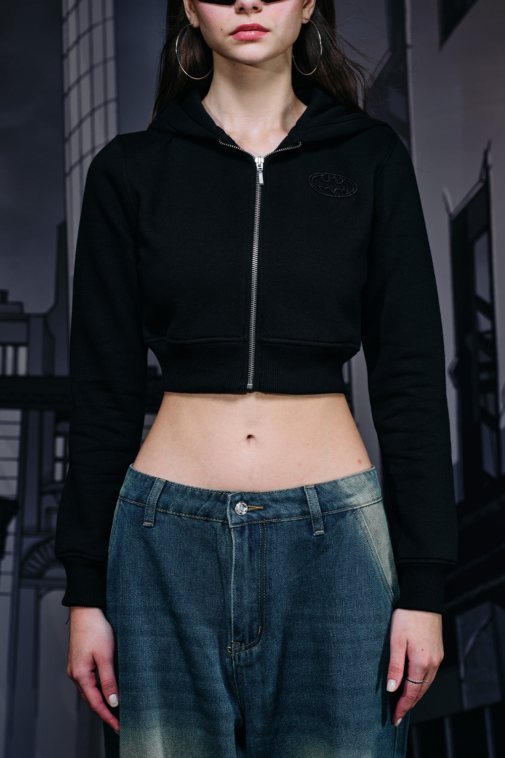 Batman Cropped Hooded Zipper