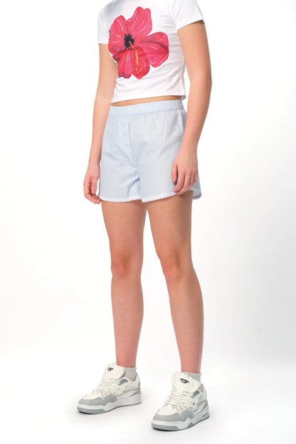 Light Blue Lace Trimmed Boxer Shorts
