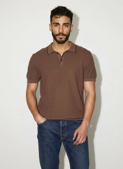 3D Knit Cotton Polo Regular Fit - Deep Mocha