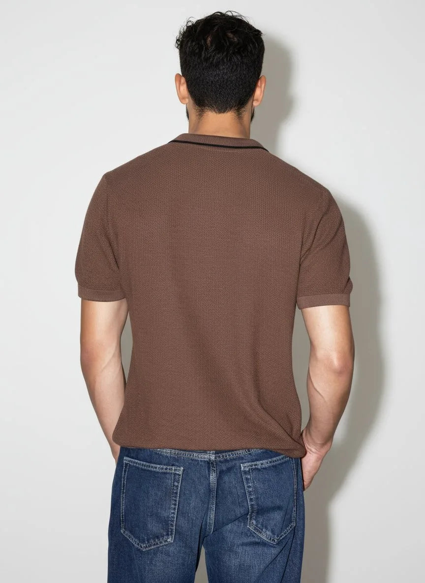 3D Knit Cotton Polo Regular Fit - Deep Mocha