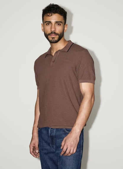 3D Knit Cotton Polo Regular Fit - Deep Mocha