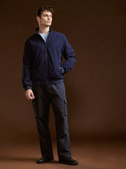 Dark Blue Solid Straight Fit Functional & Stylish Cargo Pant