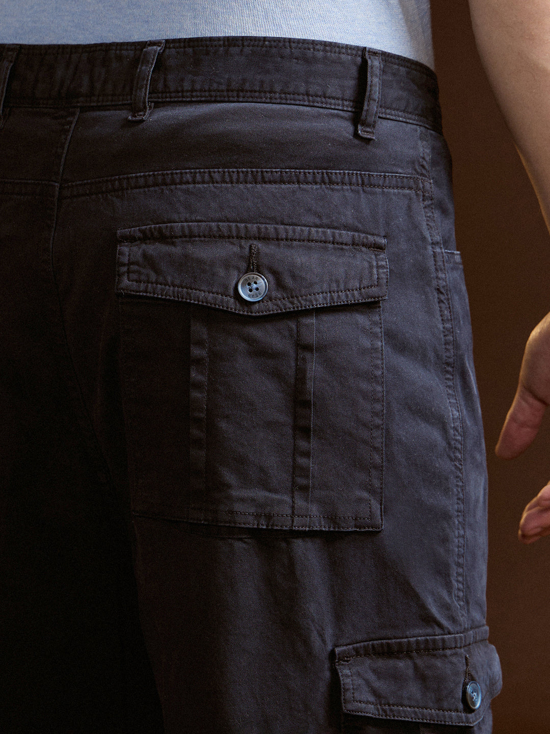 Dark Blue Solid Straight Fit Functional & Stylish Cargo Pant