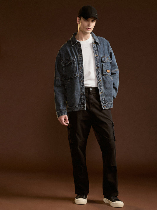 Black Solid Straight Fit Functional & Stylish Cargo Pant