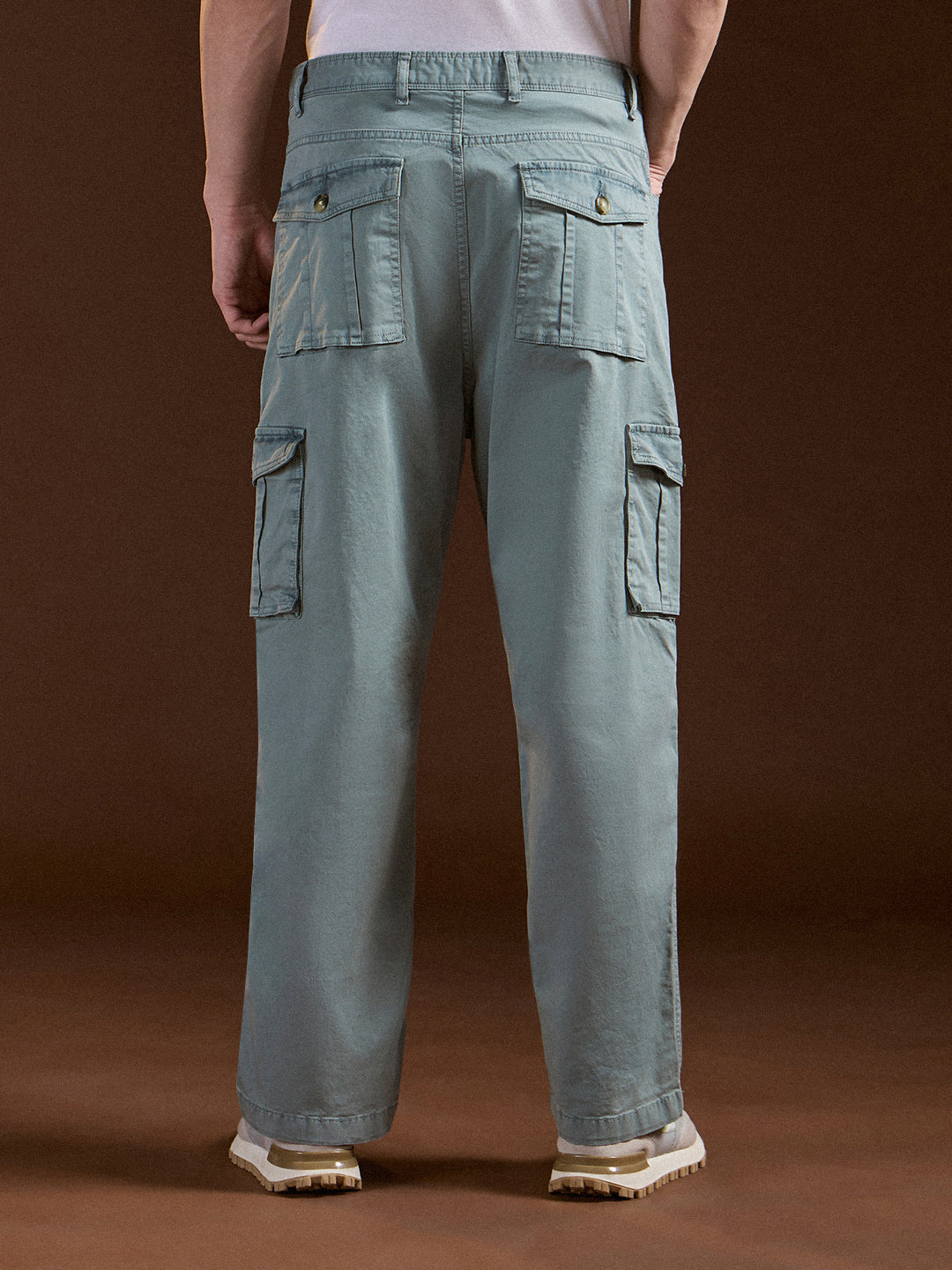 Light Green Solid Straight Fit Functional & Stylish Cargo Pant