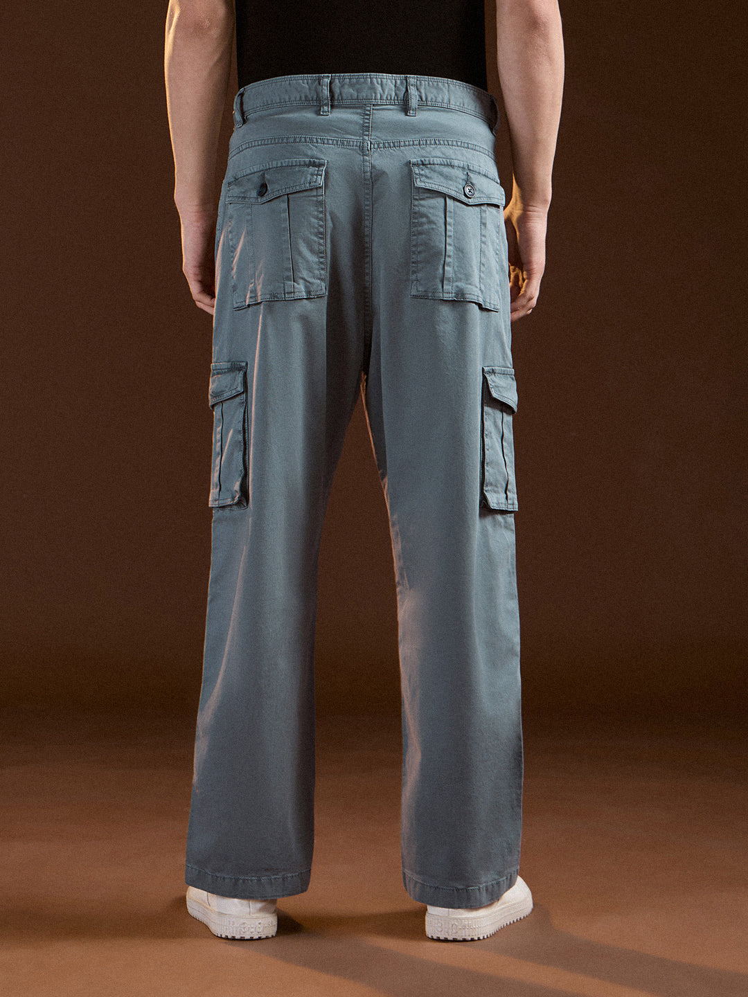 Teal Solid Straight Fit Functional & Stylish Cargo Pant
