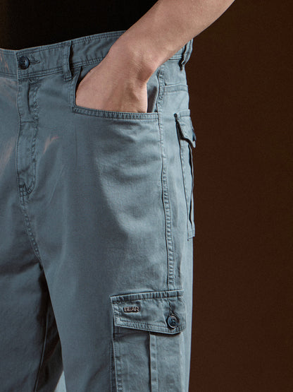 Teal Solid Straight Fit Functional & Stylish Cargo Pant