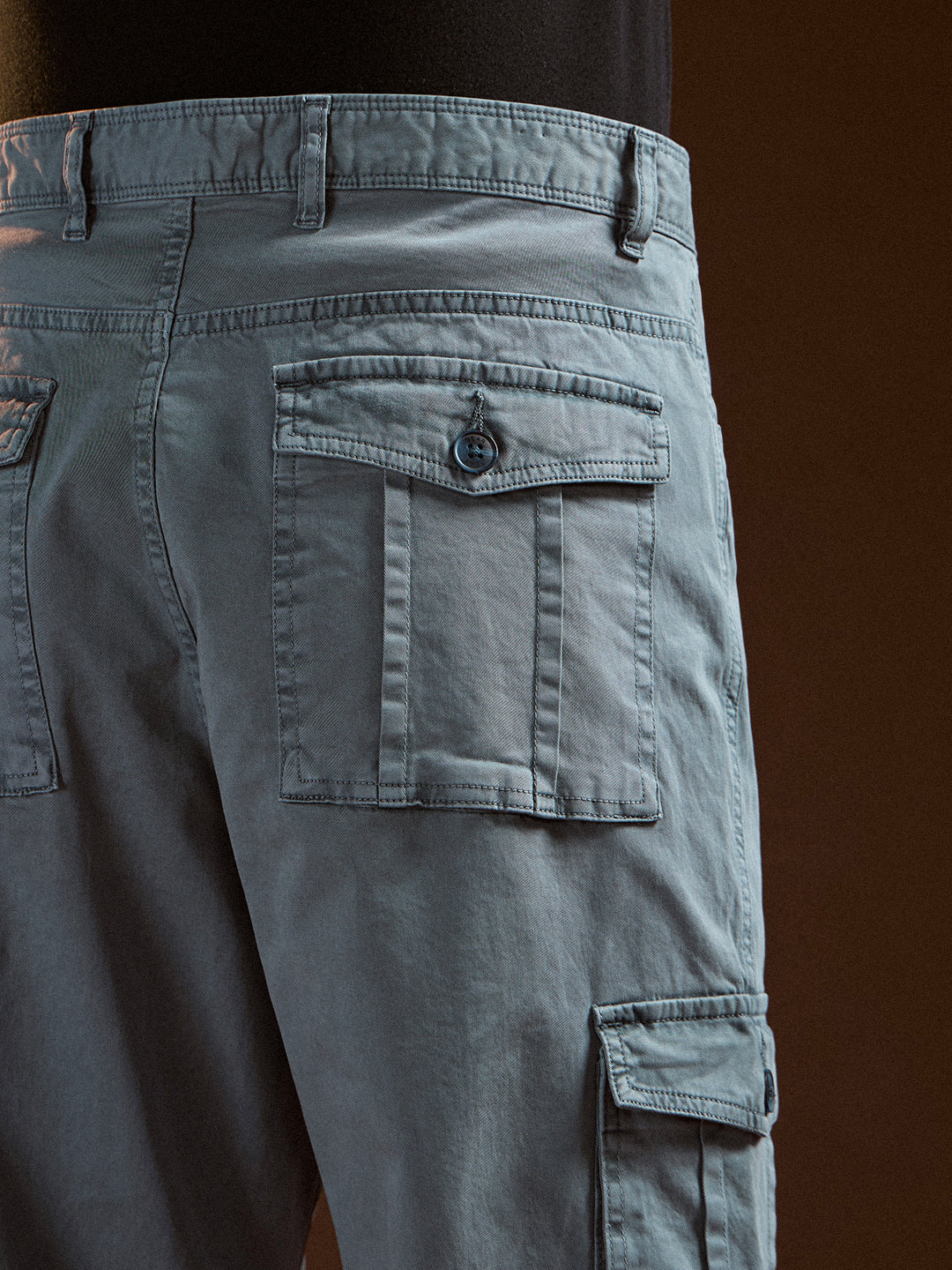 Teal Solid Straight Fit Functional & Stylish Cargo Pant