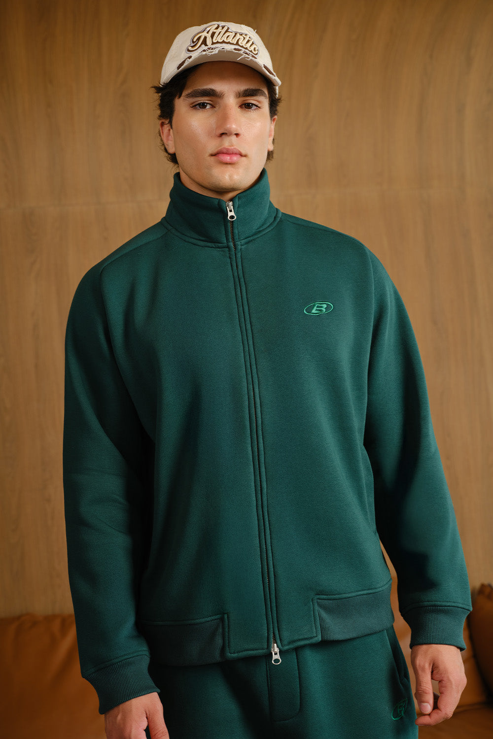 CEO Green High Neck Zipper Jacket