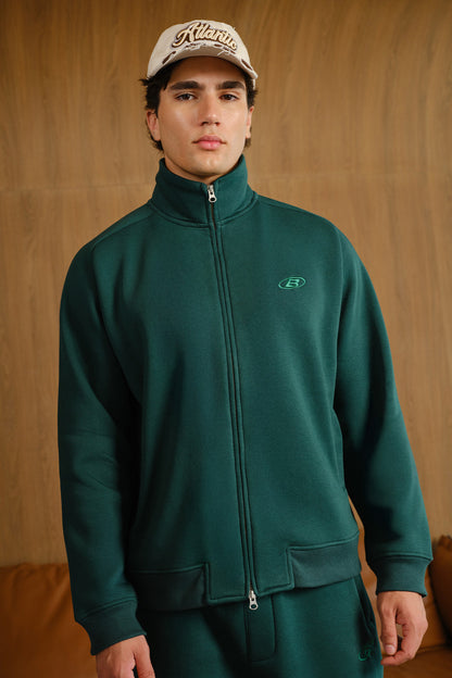 CEO Green High Neck Zipper Jacket