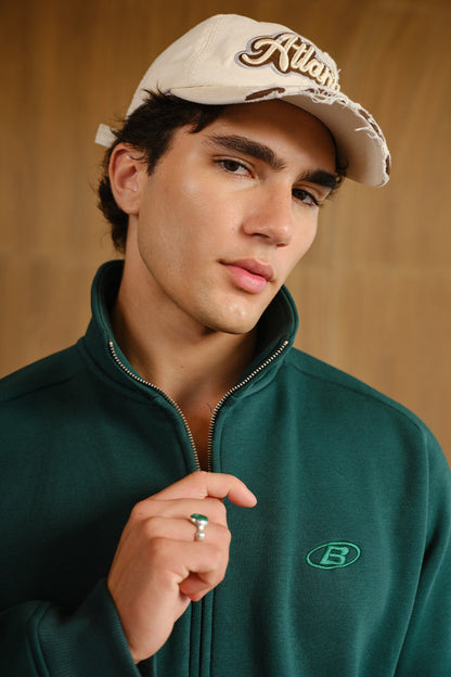 CEO Green High Neck Zipper Jacket