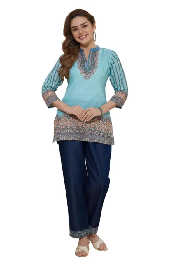 Women's Ethnic Print Cotton Short Kurti