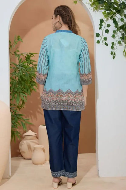 Women's Ethnic Print Cotton Short Kurti