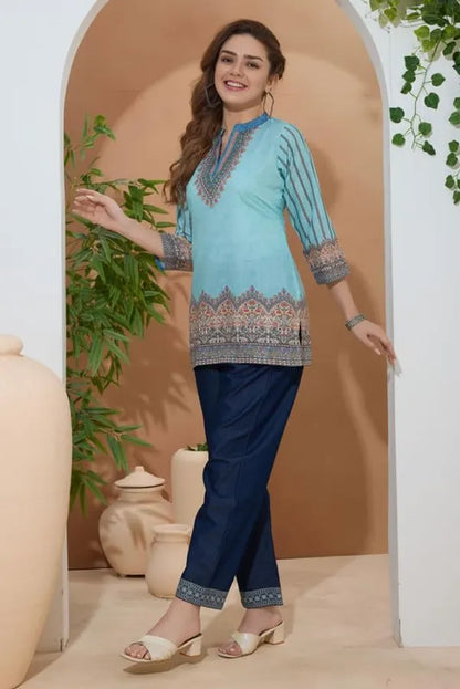 Women's Ethnic Print Cotton Short Kurti