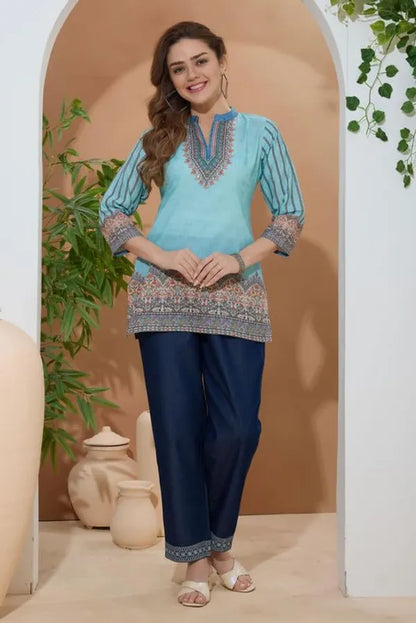 Women's Ethnic Print Cotton Short Kurti