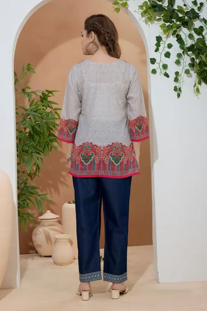 Women's Ethnic Print Cotton Short Kurti