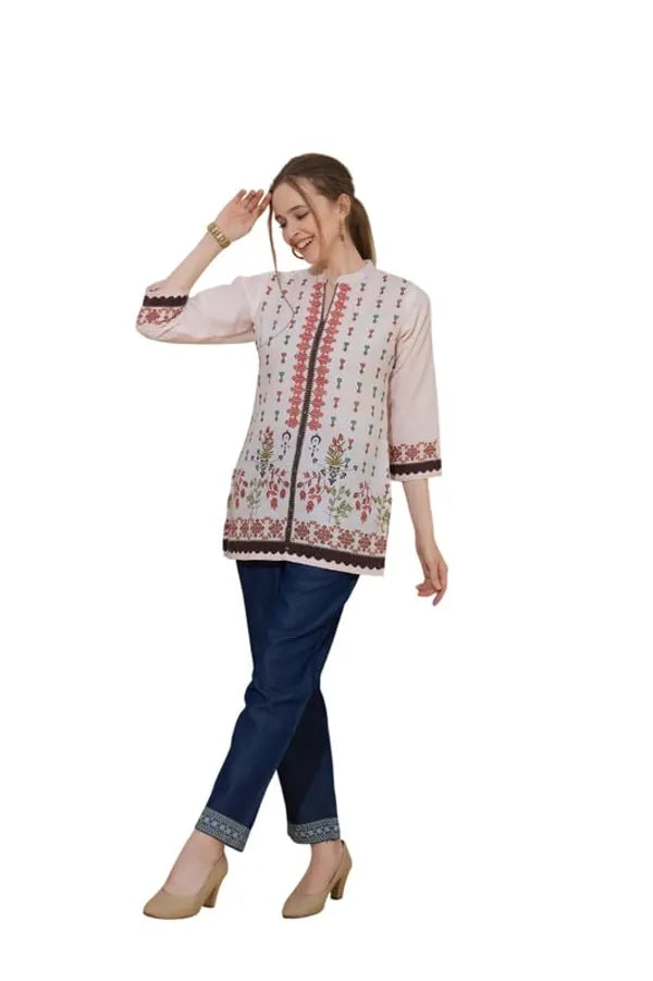 Women's Ethnic Print Cotton Short Kurti