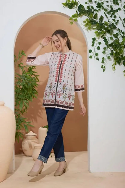 Women's Ethnic Print Cotton Short Kurti