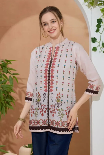 Women's Ethnic Print Cotton Short Kurti