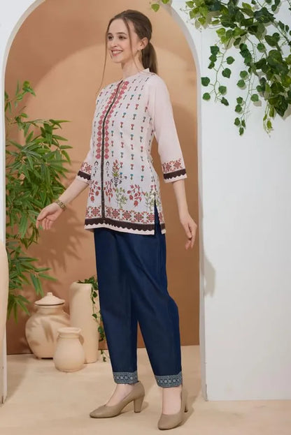 Women's Ethnic Print Cotton Short Kurti