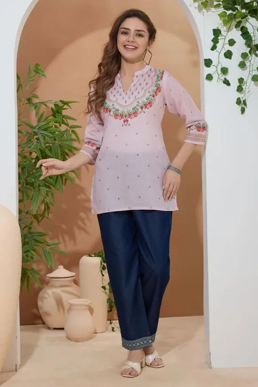 Women's Ethnic Print Cotton Short Kurti