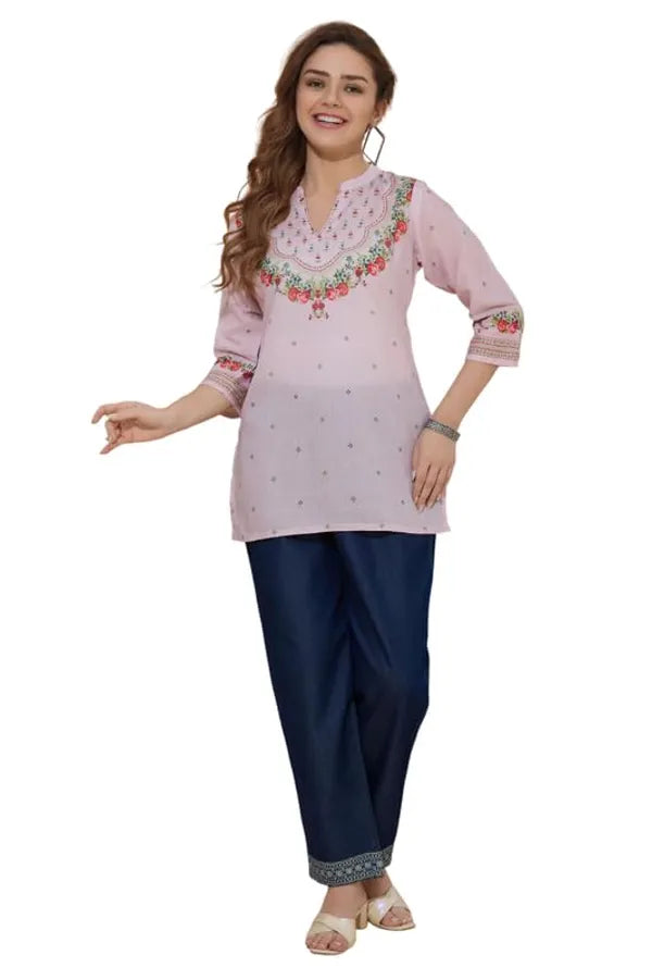 Women's Ethnic Print Cotton Short Kurti