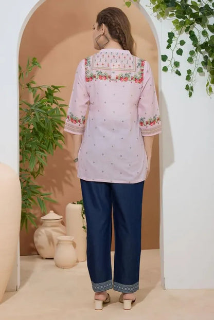 Women's Ethnic Print Cotton Short Kurti