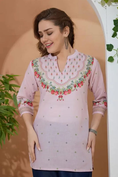 Women's Ethnic Print Cotton Short Kurti