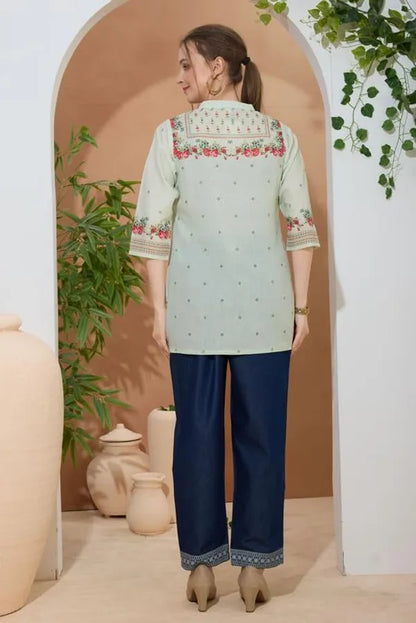 Women's Ethnic Print Cotton Short Kurti