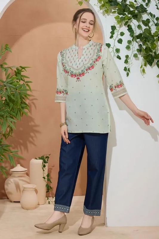 Women's Ethnic Print Cotton Short Kurti