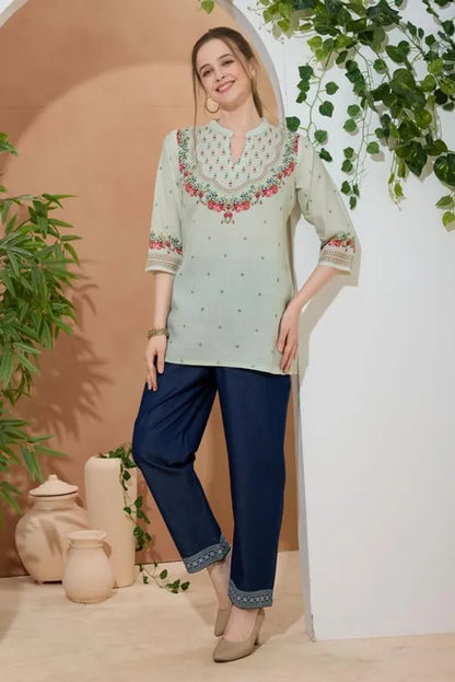 Women's Ethnic Print Cotton Short Kurti